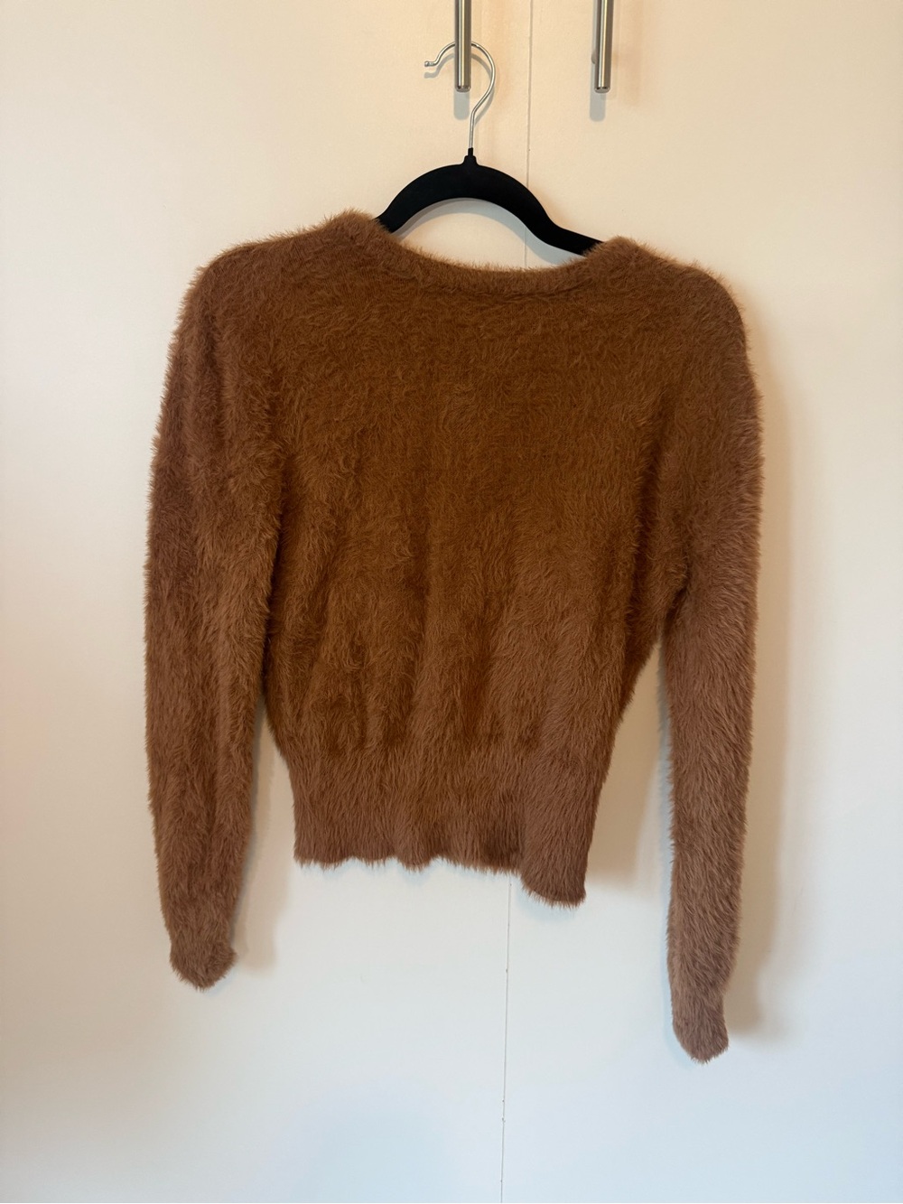 Zara Knit Fuzzy Crewneck Women's Sweater in Brown, size M